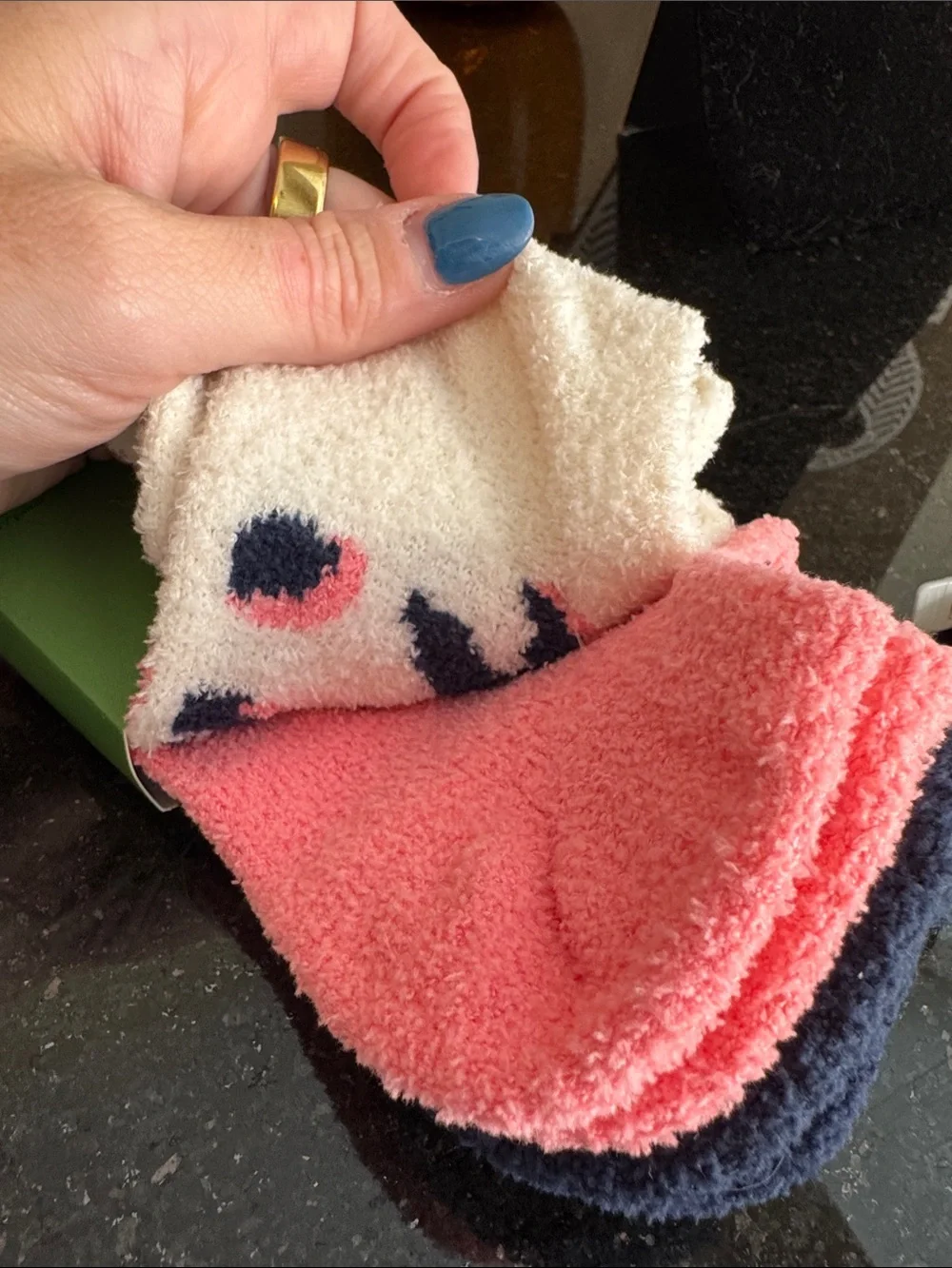 kate spade Low Cut Cozy Socks - Cream, Pink & Navy Leopard